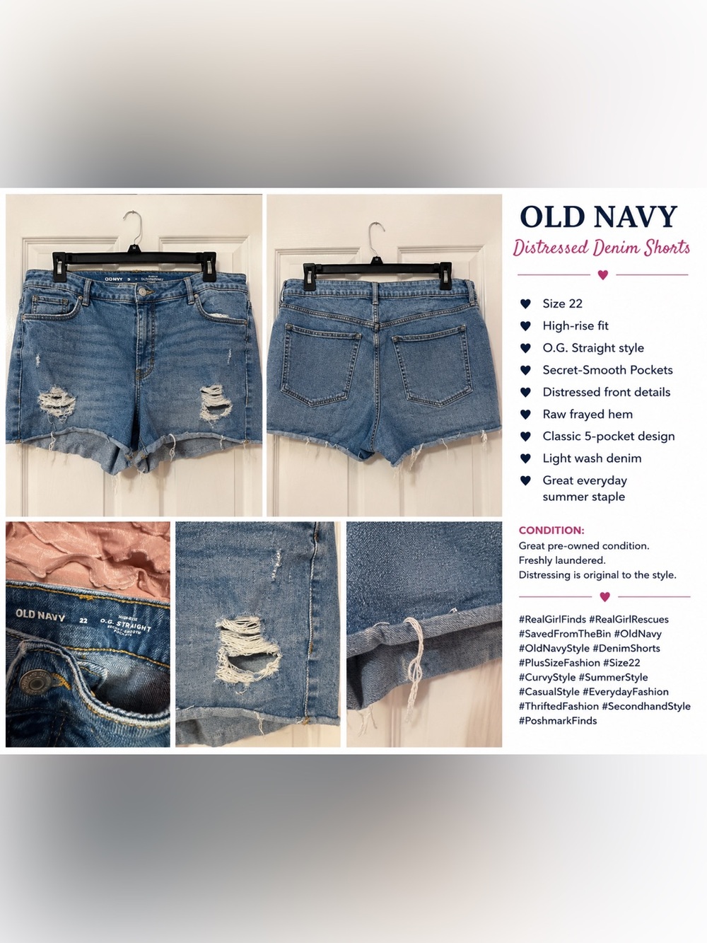 Old Navy Light Blue Distressed Denim Cutoff Shorts